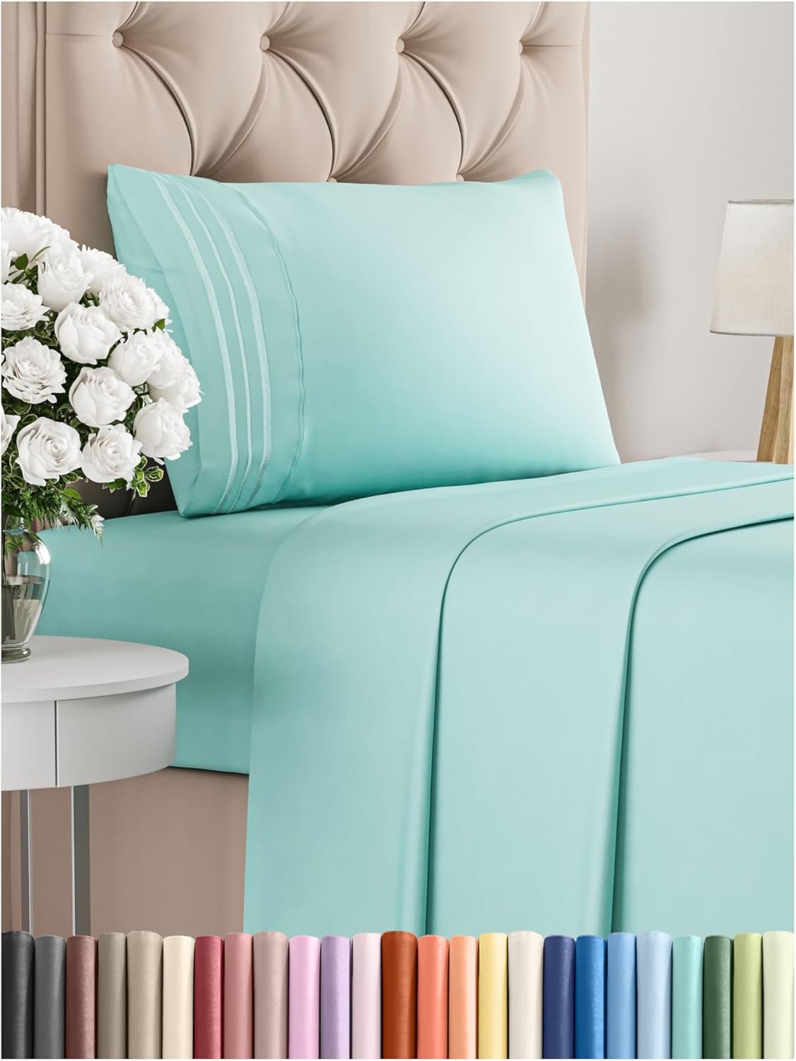 Queen Size 4 Piece Sheet Set - Comfy Breathable & Cooling Bed Sheets Set - Hotel Luxury Bedding for Women, Men, Kids & Teens - Deep Pockets, Easy Secure Fit, Soft and Wrinkle Free - Oeko-Tex - White