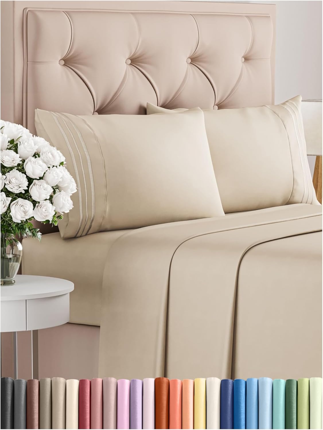 Queen Size 4 Piece Sheet Set - Comfy Breathable & Cooling Bed Sheets Set - Hotel Luxury Bedding for Women, Men, Kids & Teens - Deep Pockets, Easy Secure Fit, Soft and Wrinkle Free - Oeko-Tex - White