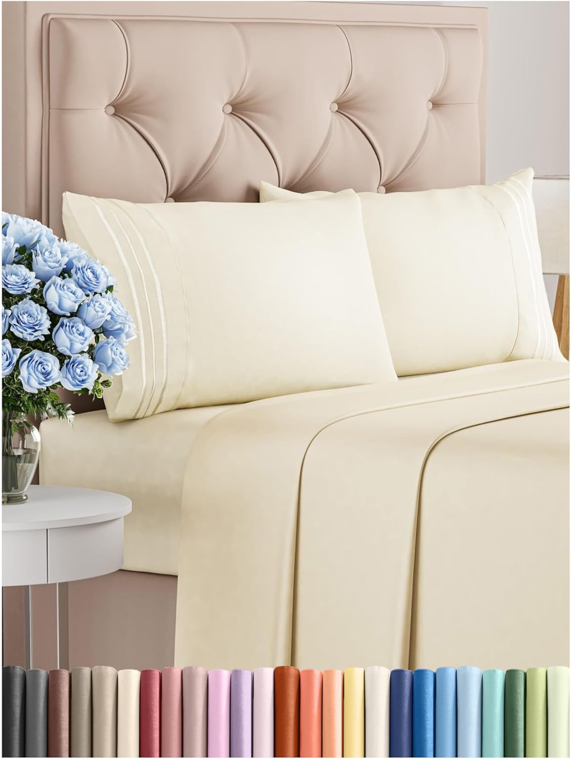 Queen Size 4 Piece Sheet Set - Comfy Breathable & Cooling Bed Sheets Set - Hotel Luxury Bedding for Women, Men, Kids & Teens - Deep Pockets, Easy Secure Fit, Soft and Wrinkle Free - Oeko-Tex - White