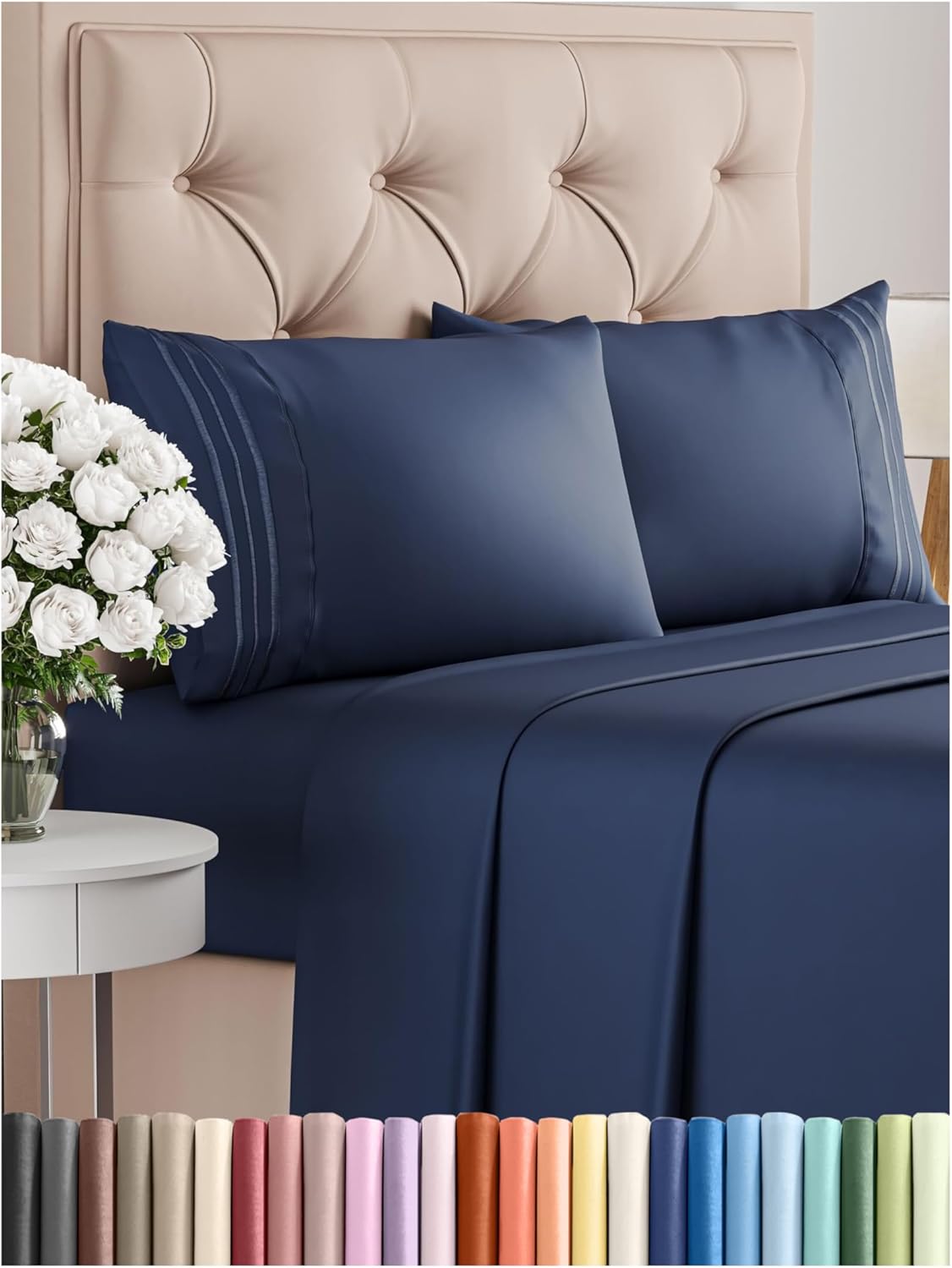 Queen Size 4 Piece Sheet Set - Comfy Breathable & Cooling Bed Sheets Set - Hotel Luxury Bedding for Women, Men, Kids & Teens - Deep Pockets, Easy Secure Fit, Soft and Wrinkle Free - Oeko-Tex - White