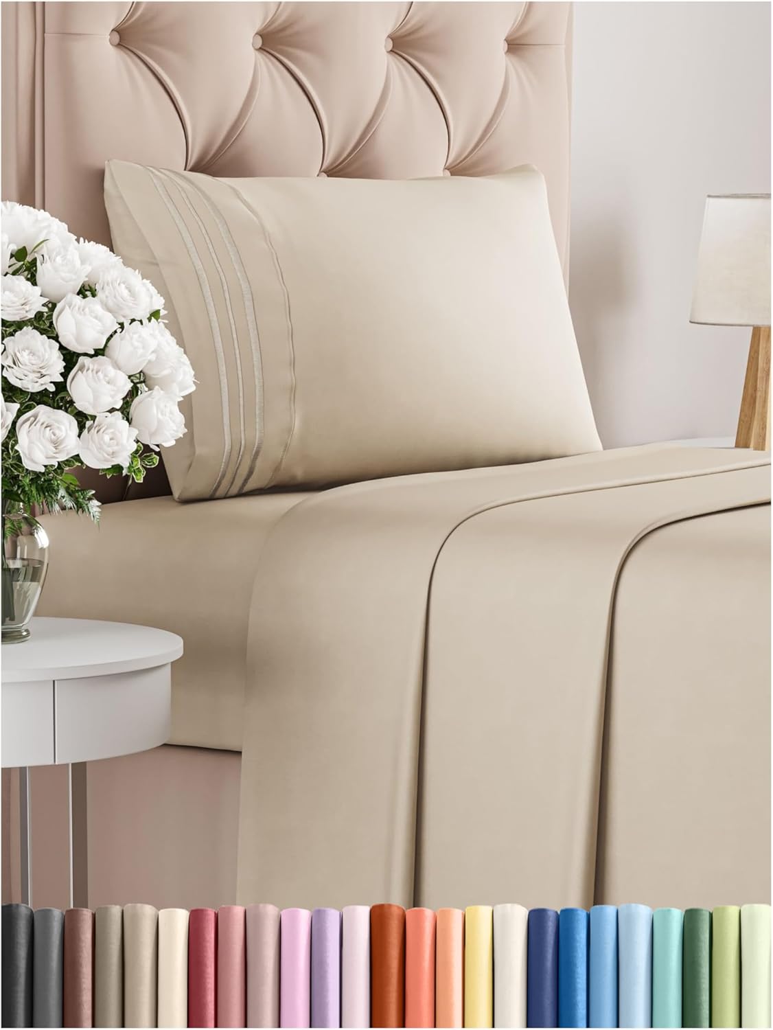 Queen Size 4 Piece Sheet Set - Comfy Breathable & Cooling Bed Sheets Set - Hotel Luxury Bedding for Women, Men, Kids & Teens - Deep Pockets, Easy Secure Fit, Soft and Wrinkle Free - Oeko-Tex - White