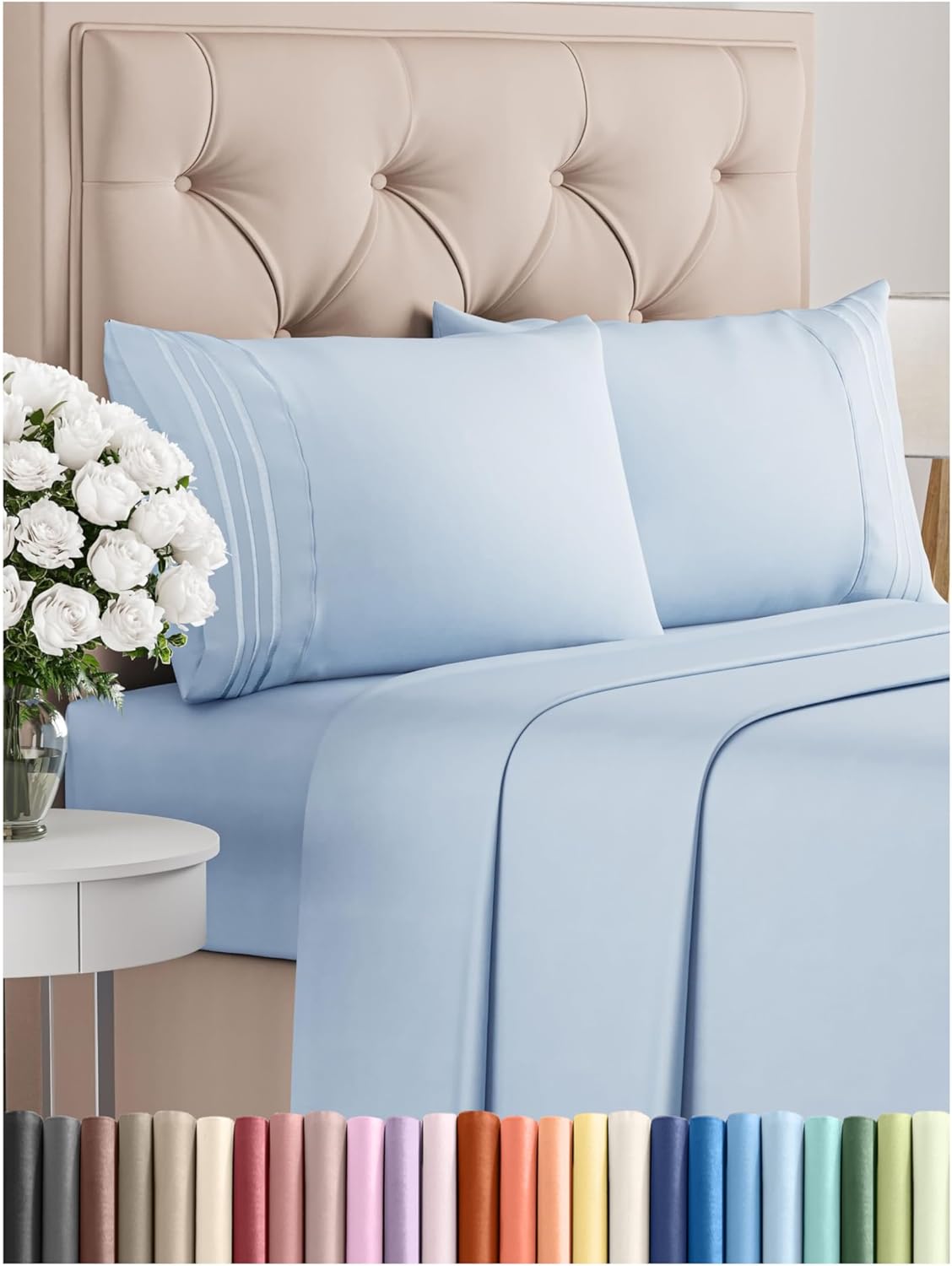 Queen Size 4 Piece Sheet Set - Comfy Breathable & Cooling Bed Sheets Set - Hotel Luxury Bedding for Women, Men, Kids & Teens - Deep Pockets, Easy Secure Fit, Soft and Wrinkle Free - Oeko-Tex - White