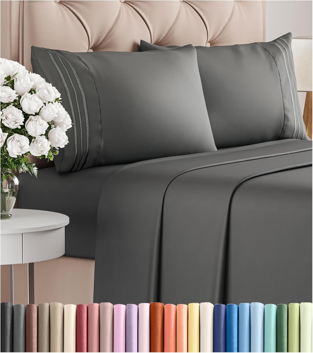 Queen Size 4 Piece Sheet Set - Comfy Breathable & Cooling Bed Sheets Set - Hotel Luxury Bedding for Women, Men, Kids & Teens - Deep Pockets, Easy Secure Fit, Soft and Wrinkle Free - Oeko-Tex - White