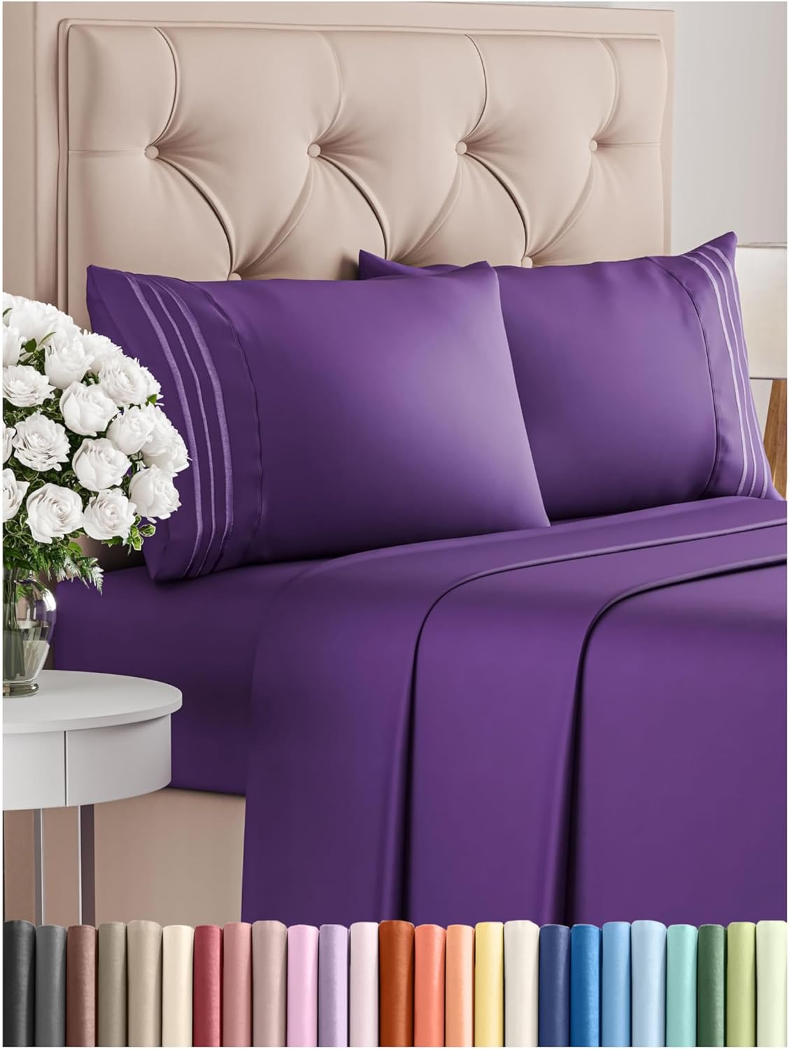 Queen Size 4 Piece Sheet Set - Comfy Breathable & Cooling Bed Sheets Set - Hotel Luxury Bedding for Women, Men, Kids & Teens - Deep Pockets, Easy Secure Fit, Soft and Wrinkle Free - Oeko-Tex - White