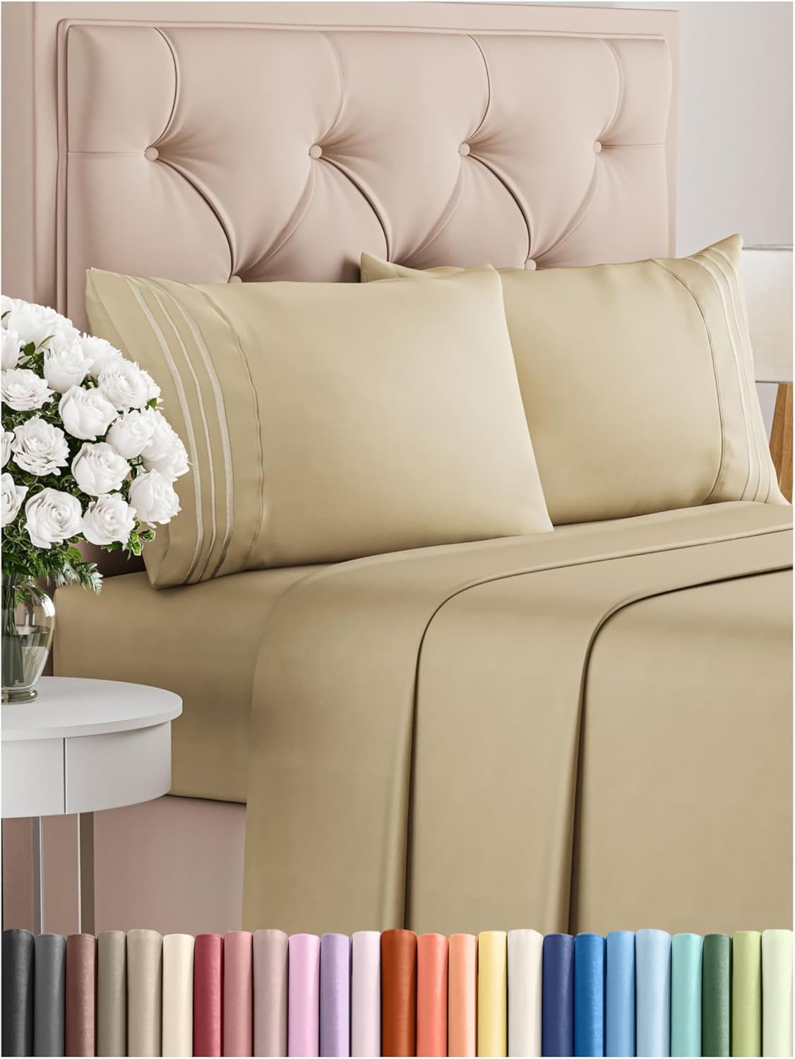 Queen Size 4 Piece Sheet Set - Comfy Breathable & Cooling Bed Sheets Set - Hotel Luxury Bedding for Women, Men, Kids & Teens - Deep Pockets, Easy Secure Fit, Soft and Wrinkle Free - Oeko-Tex - White