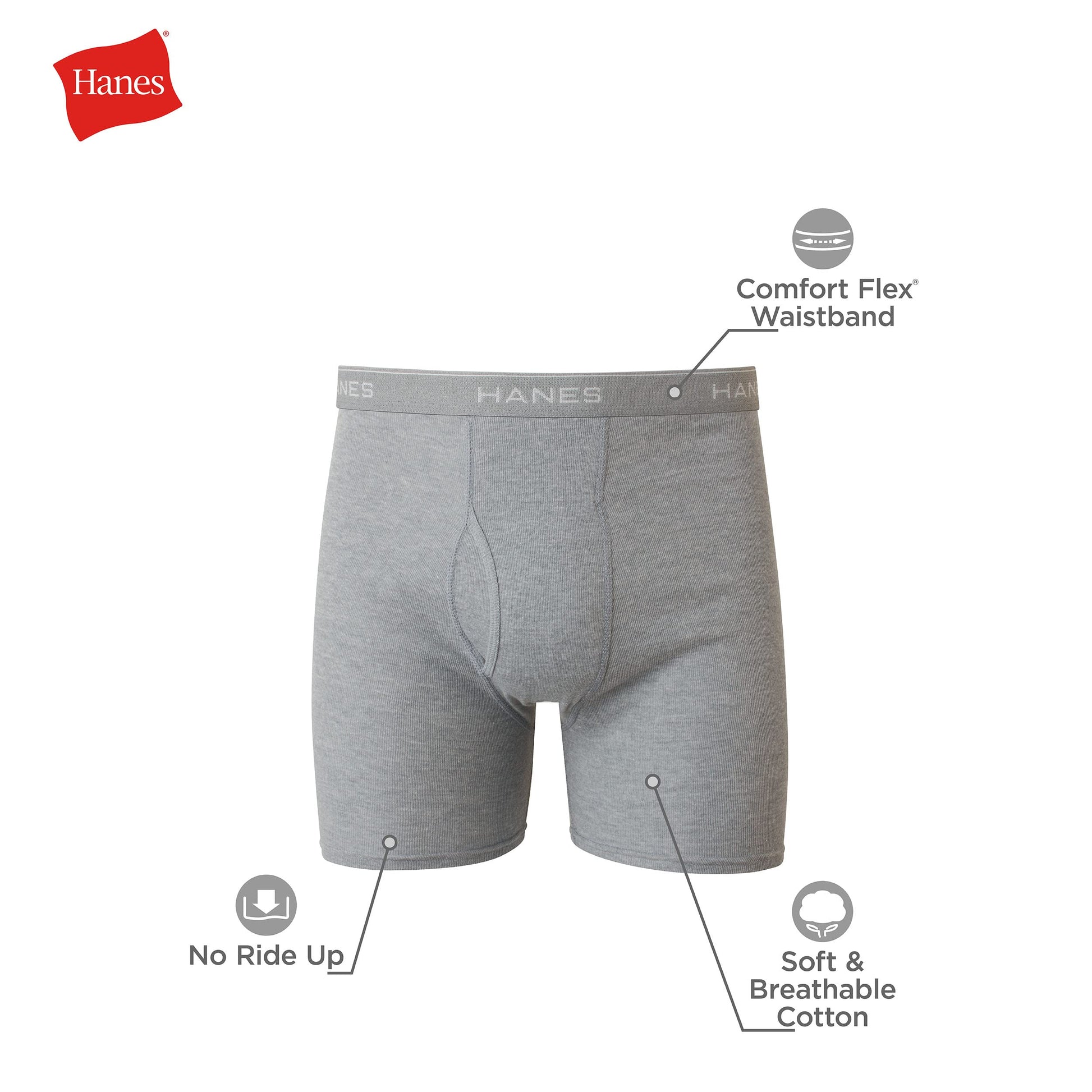 Hanes Men's Boxer Briefs, Cool Dri Moisture-Wicking Underwear, Cotton No-Ride-up for Men, Multi-Packs