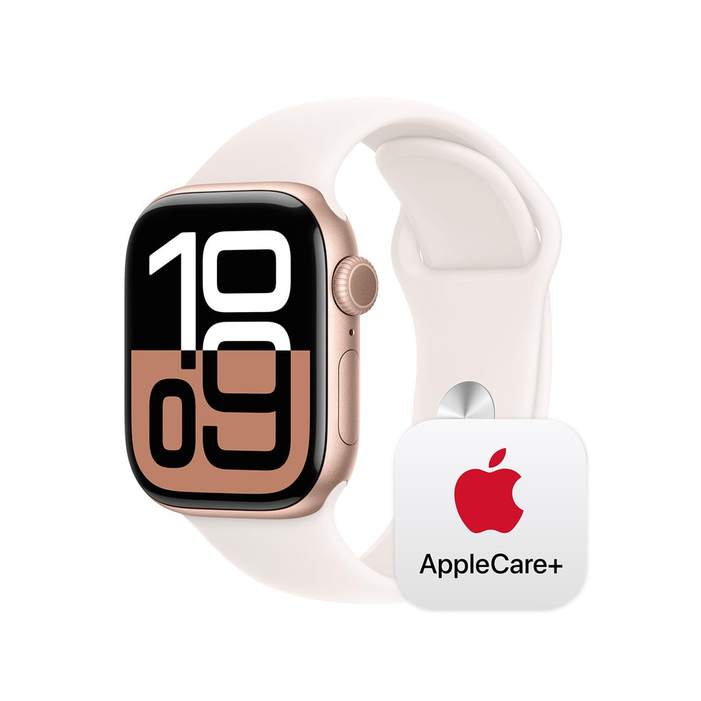 Apple Watch Series 10 [GPS 42mm case] Smartwatch with Rose Gold Aluminium Case with Light Blush Sport Band - S/M. Fitness Tracker, ECG App, Always-On Retina Display, Water Resistant