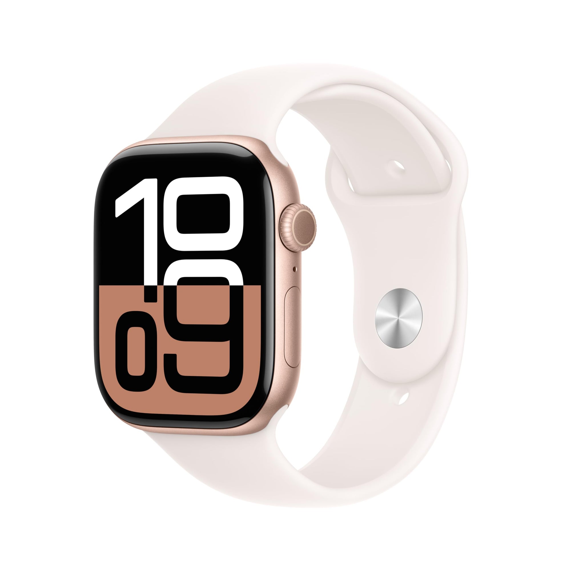 Apple Watch Series 10 [GPS 42mm case] Smartwatch with Rose Gold Aluminium Case with Light Blush Sport Band - S/M. Fitness Tracker, ECG App, Always-On Retina Display, Water Resistant