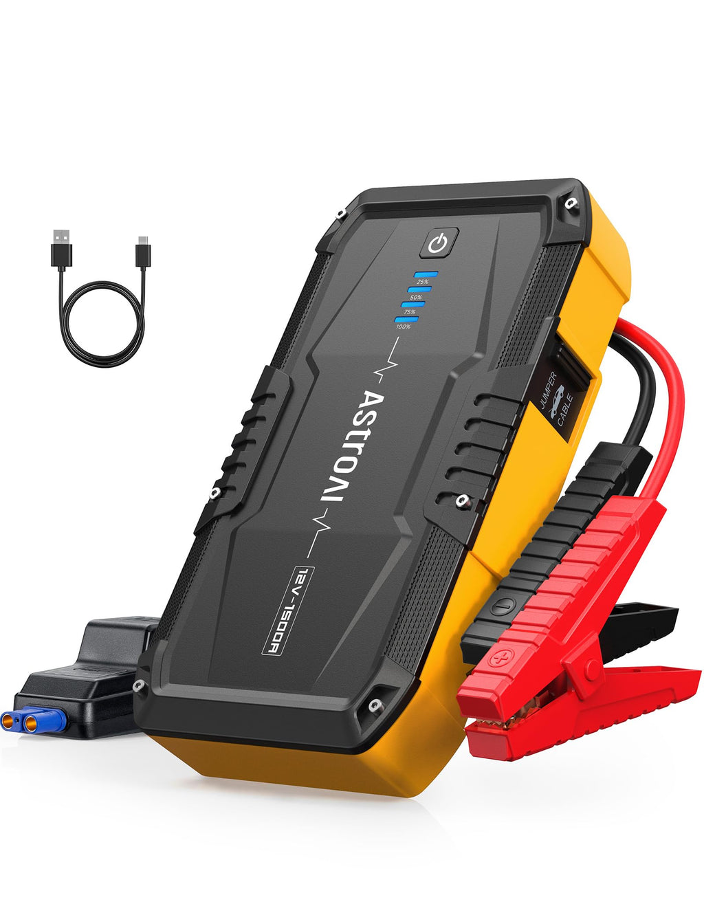 AstroAI S8 Car Battery Jump Starter, 1500A Peak Car Jumper Starter Battery Pack for Up to 6.0L Gas & 3.0L Diesel Engines, 12V Portable Jump Box with 3 Modes Flashlight and Jumper Cable (Orange)