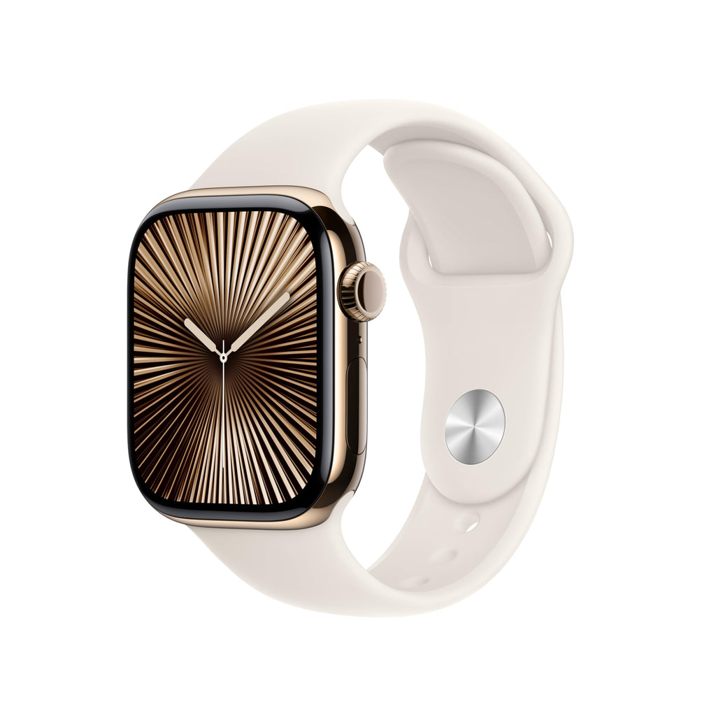 Apple Watch Series 10 [GPS 42mm case] Smartwatch with Rose Gold Aluminium Case with Light Blush Sport Band - S/M. Fitness Tracker, ECG App, Always-On Retina Display, Water Resistant