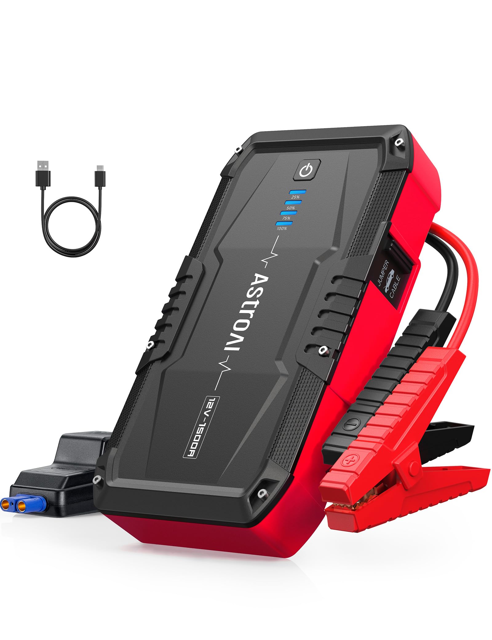 AstroAI S8 Car Battery Jump Starter, 1500A Peak Car Jumper Starter Battery Pack for Up to 6.0L Gas & 3.0L Diesel Engines, 12V Portable Jump Box with 3 Modes Flashlight and Jumper Cable (Orange)