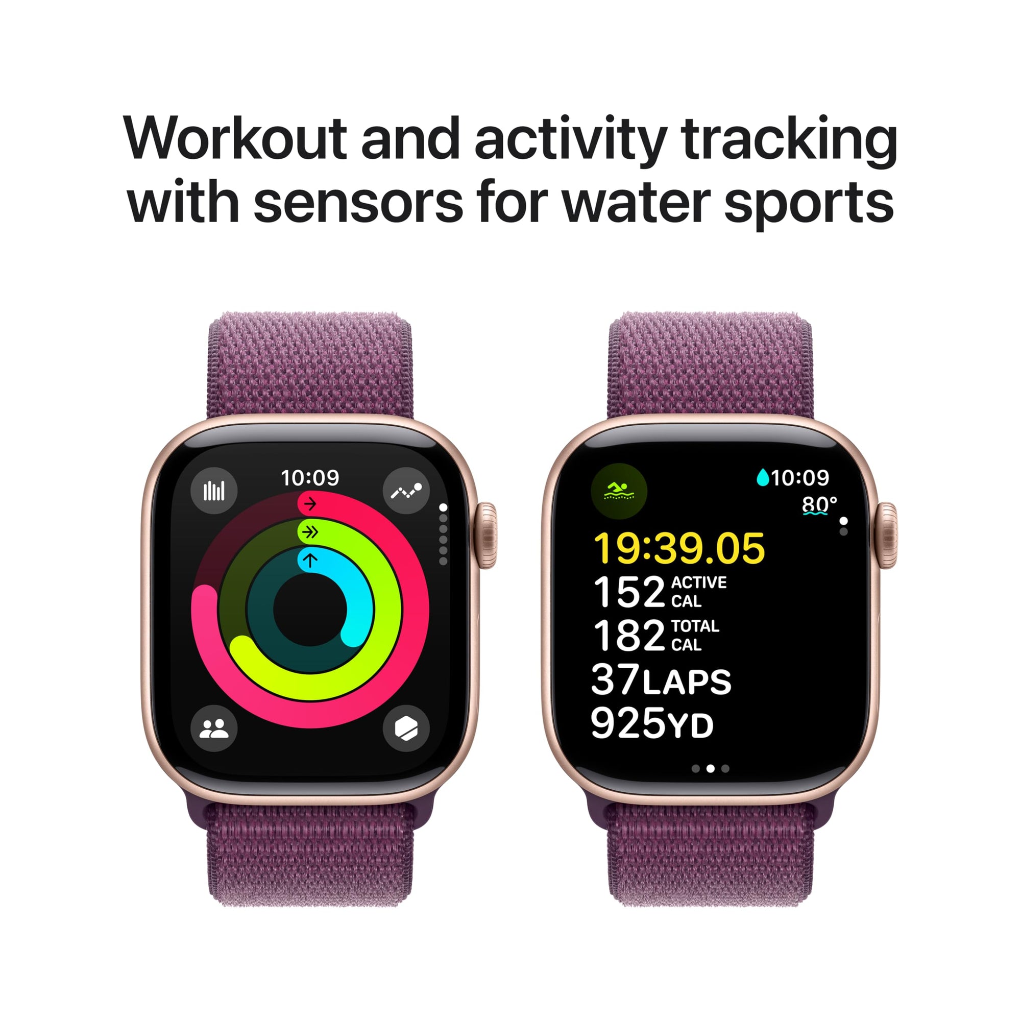 Apple Watch Series 10 [GPS 42mm case] Smartwatch with Rose Gold Aluminium Case with Light Blush Sport Band - S/M. Fitness Tracker, ECG App, Always-On Retina Display, Water Resistant