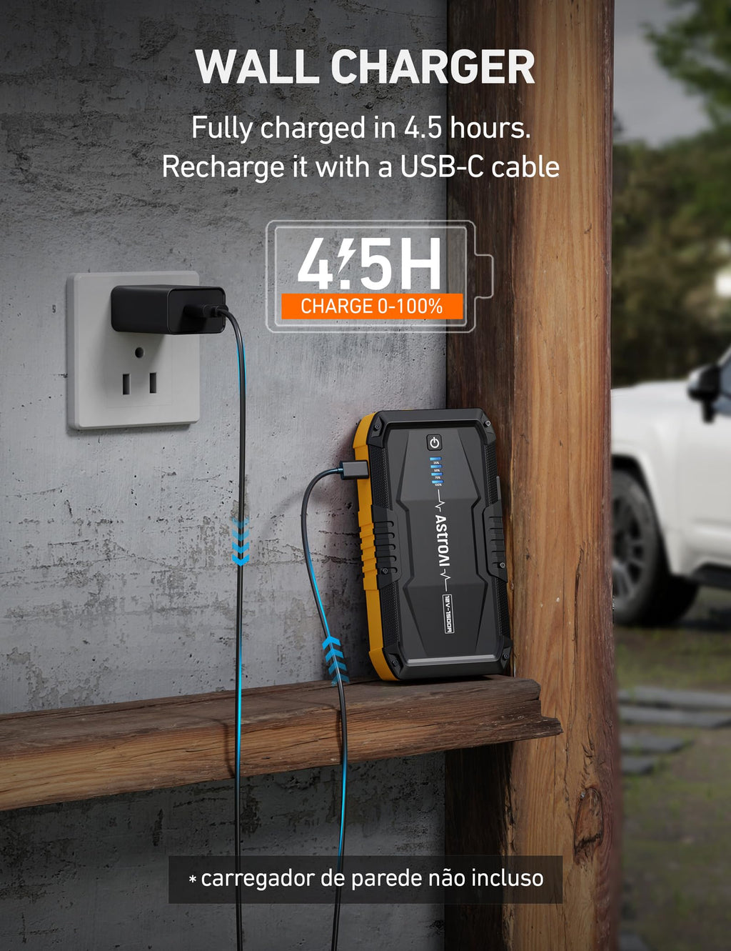 AstroAI S8 Car Battery Jump Starter, 1500A Peak Car Jumper Starter Battery Pack for Up to 6.0L Gas & 3.0L Diesel Engines, 12V Portable Jump Box with 3 Modes Flashlight and Jumper Cable (Orange)